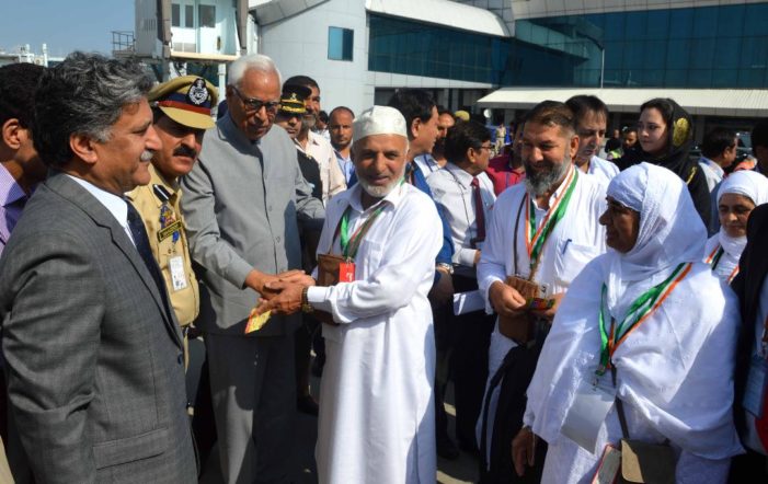 Governor flags off first flight of Hajis from Srinagar Airport