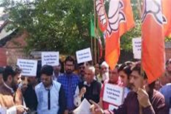 BJP stages protest in Srinagar against Mir’s killing, seeks security for political workers