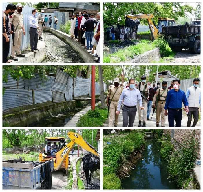 DC Ganderbal inspects progress of de-silting of Padshahi, Shalabugh Canals