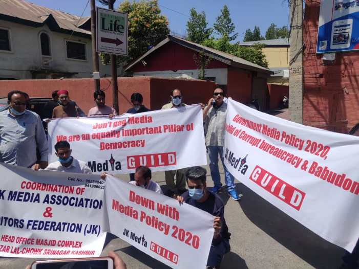 Protest against New Media policy in Srinagar