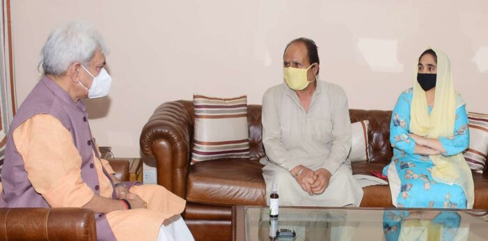 Lt Governor meets family members of Ajay Pandita Bharti