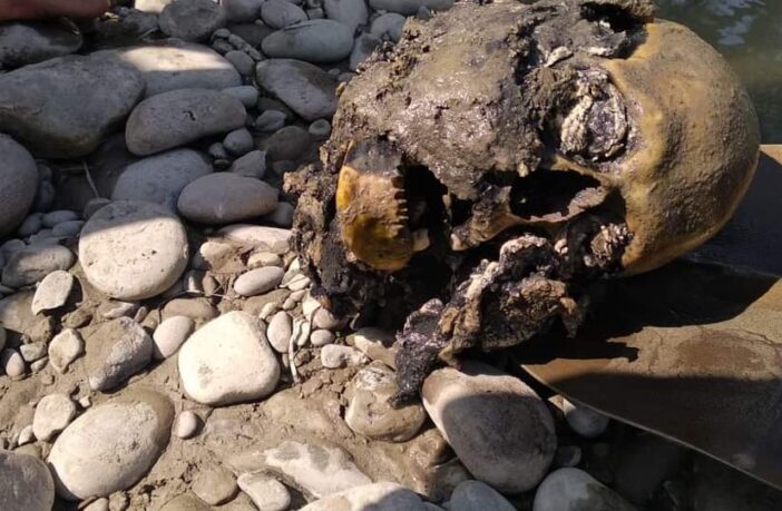 Decomposed human skull recovered from Ganderbal