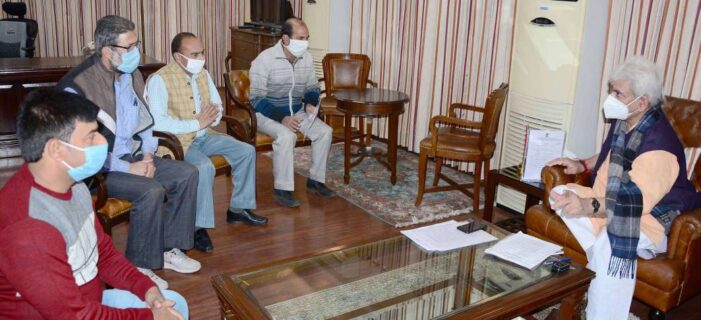 Deputations of JKAS, doctors, employees union call on Lt Governor