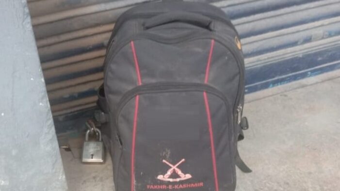 Bag with “Fakhr-e-Kashmir” logo creates panic in Poonch