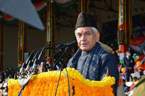 Lt Governor Manoj Sinha hoists National Flag at R-Day function Lt Governor Manoj Sinha hoists National Flag at R-Day function