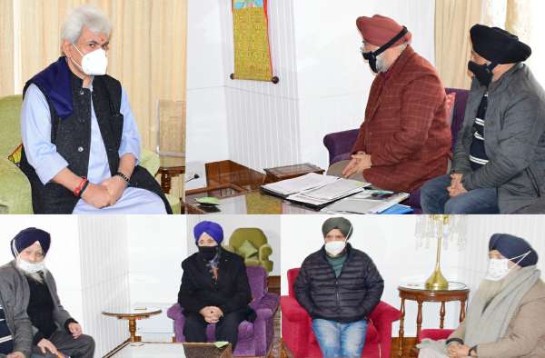 Members of All Parties Sikh Coordination Committee, President JKWP call on Lt Governor at Srinagar Members of All Parties Sikh Coordination Committee, President JKWP call on Lt Governor at Srinagar