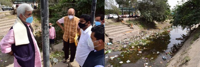 Lt Governor visits Ranbir Canal, Road widening sites on Jammu-Akhnoor road Lt Governor visits Ranbir Canal, Road widening sites on Jammu-Akhnoor road
