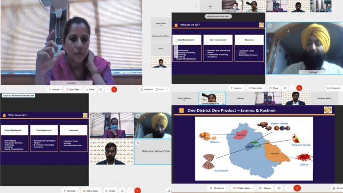 J&K’s Export Cell & Invest India conducts virtual workshop on “One District One Product” for products from J&K J&K’s Export Cell & Invest India conducts virtual workshop on “One District One Product” for products from J&K