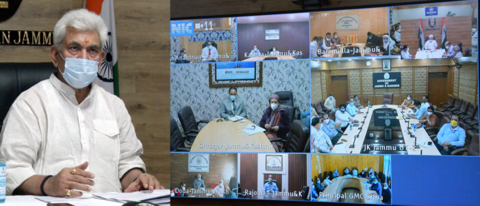 Lt Governor chairs meeting on Covid-19 situation with Senior Doctors from across J&K Lt Governor chairs meeting on Covid-19 situation with Senior Doctors from across J&K