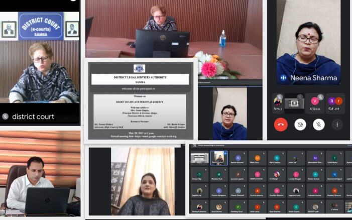 Webinar on ‘right to life and personal Liberty’ under the project ‘access to justice’ held in Samba Webinar on ‘right to life and personal Liberty’ under the project ‘access to justice’ held in Samba