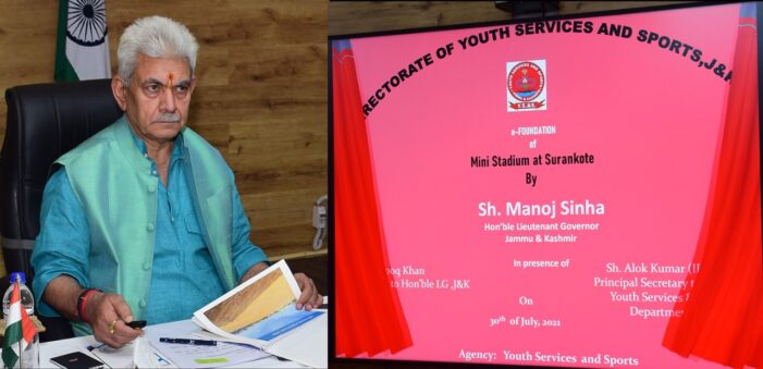Lt Governor inaugurates; lays e-foundation of sports infra projects worth Rs 18.10 cr Lt Governor inaugurates; lays e-foundation of sports infra projects worth Rs 18.10 cr