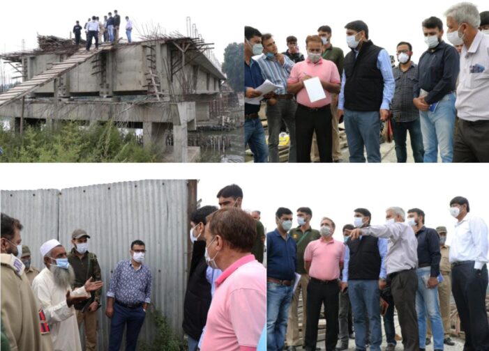 DC Srinagar inspects under construction works of Noor Jehan Bridge Qammarwari, 60 MLD pumping station Ali Jan Road