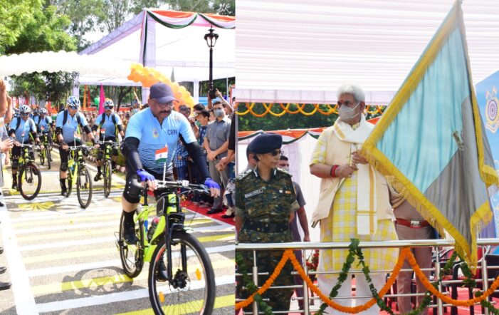 Lt Governor Flags off CRPF’s Cycle Rally from Jammu to Raj Ghat, New Delhi Lt Governor Flags off CRPF’s Cycle Rally from Jammu to Raj Ghat, New Delhi