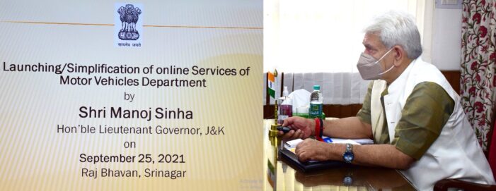 Lt Governor launches online services of Motor Vehicle Department; Flags-off JKRTC’s new fleet of buses Lt Governor launches online services of Motor Vehicle Department; Flags-off JKRTC’s new fleet of buses