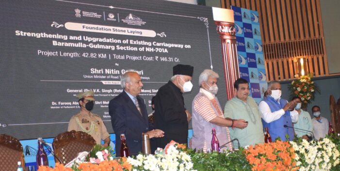 Union MoRTH Nitin Gadkari, Lt Governor lay foundation for four National Highway Projects worth Rs 3612 Cr