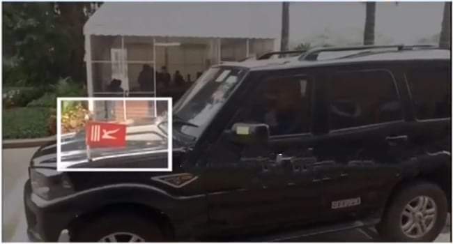 Farooq Abdullah arrives in Parliament with J&K Flag on his vehicle