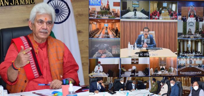 Lt Governor chairs a high-level meeting to review Covid-19 status, Omicron, vaccination for 15-18 age group & preparedness of health infrastructure across J&K