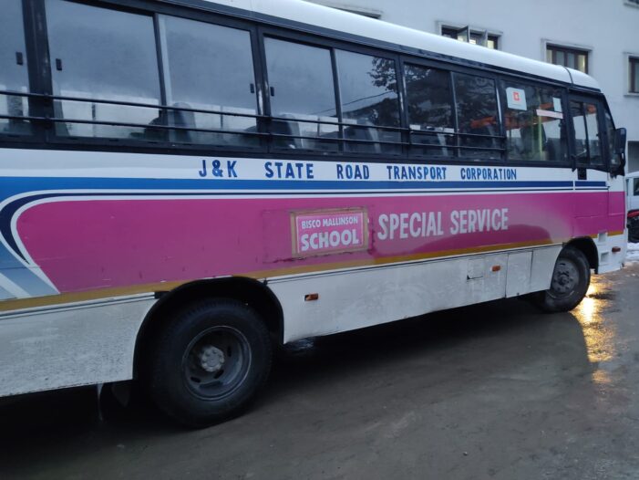 Pink bus service of ladies being used for Schools