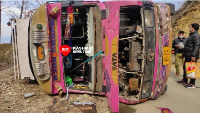 14 students injured after school mini-bus turns turtle in South Kashmir’s Anantnag