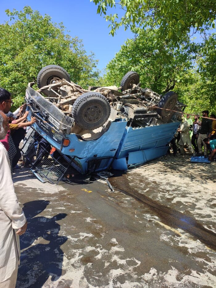 Six Personnel Injured As CRPF Vehicle Turns Turtle In Shopian