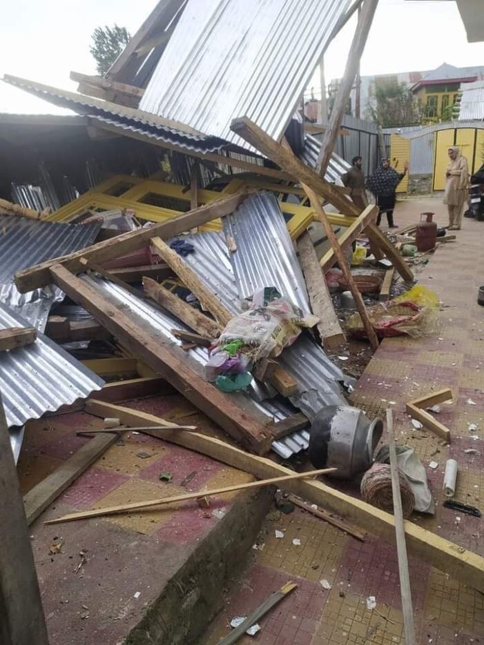 Gusty winds damage residential house in north Kashmir’s Sopore