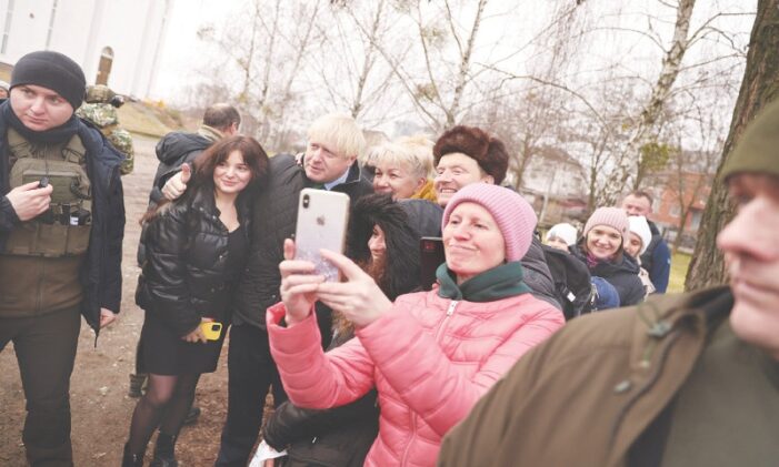 Britain’s former PM Johnson visits Kyiv, pledges help