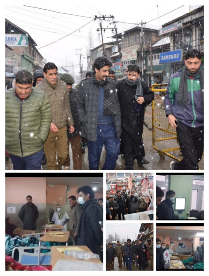 Amid Snowfall, DC Budgam visits District Hospital, Old Bus Stand Budgam