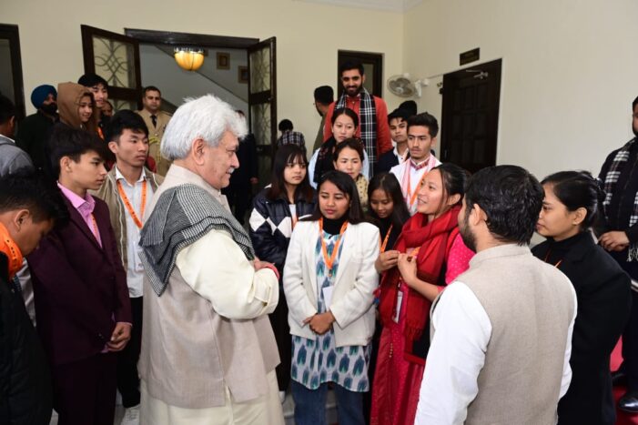 Lt Governor interacts with delegation of students visiting J&K under SEIL initiative