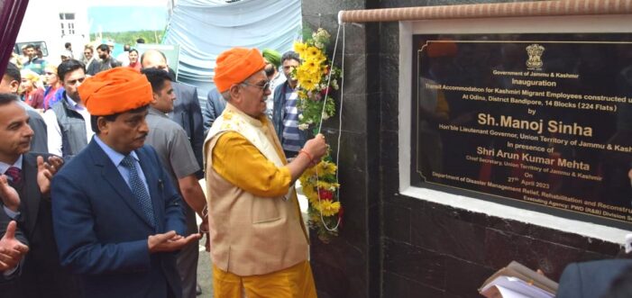Lt Governor inaugurates newly constructed 224 residential transit accommodations for PM Package employees at Odina Bandipora