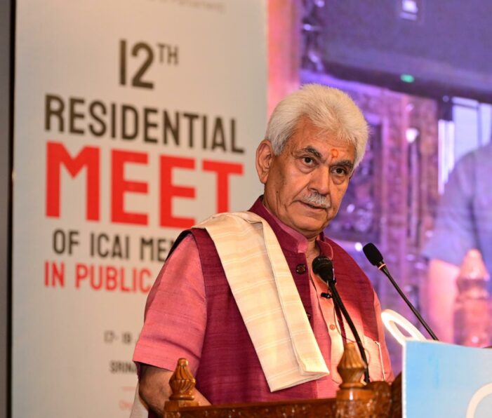 Lt Governor addresses 12th Residential Meet of ICAI members in public service at Srinagar