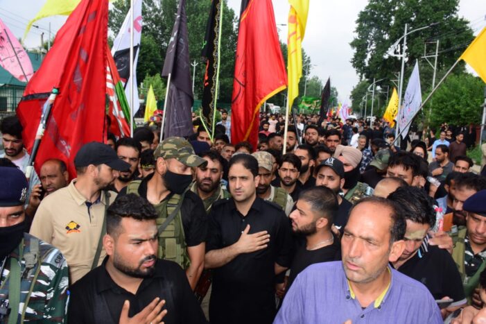 Mayor of Srinagar participates in 8th Muharram Alam-e-Sharief Procession at Guru Bazar, Srinagar