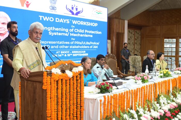 Lt Governor inaugurates 2-day Workshop on strengthening Child Protection System & Mechanism in UT of J&K