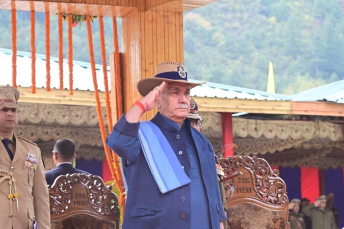 Lt Governor attends Passing Out Parade of JKP’s recruit constables at STC Sheeri Baramulla