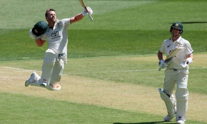 Perth Test: Warner hits century as Australia reach 210-2 at tea against Pakistan