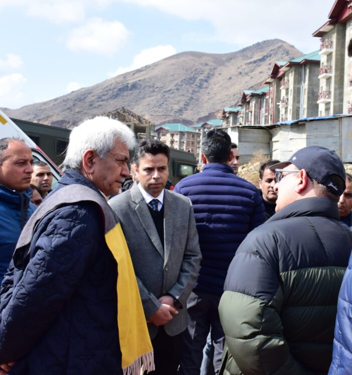 Lt Governor conducts on-site inspection and reviews ongoing construction work of Transit Accommodation at Zewan