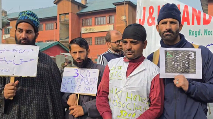 J&K Handicapped Association Holds Protest In Srinagar